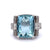 Mid Century Aquamarine Diamond Platinum Cocktail Ring