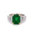 Vintage GIA Sandawana Emerald Diamond 18 Karat White Gold Ring