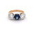 Mid Century French LFG Diamonds Sapphire 18k Gold Three Stone Ring