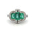 Art Deco Inspired Emerald Diamond Platinum Cocktail Ring