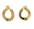 Vintage Italian Emerald Diamond 18 Karat Yellow Gold Hoop Earrings