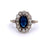 Edwardian Sapphire Diamond 14k White Gold Cluster Ring