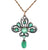 Victorian Emerald Diamond Silver 14k Rose Gold Pendant