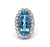 Mid Century French 10.23 Carats Aquamarine Diamond Platinum Cluster Ring
