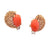 Mid Century Seaman Schepps Coral Diamond 14 Karat Yellow Gold Ear Clip Earrings