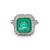 Art Deco Inspired 4.27 Carats Emerald Diamond Platinum Halo Ring