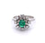 Mid Century French 0.64 Carats Emerald Diamond Platinum 18k White Gold Cluster Ring