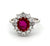 Vintage AIG 1.00 Carats Ruby Diamond 18k White Gold Cluster Ring
