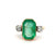 Antique French GIA Russian Emerald Diamond 18k Yellow Gold Platinum Three Stone Ring