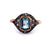 Art Deco Polish Created Stone Diamond Silver 14 Karat Rose Gold Ring