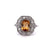 Art Deco Citrine Diamond 14 Karat White Gold Cluster Ring