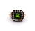 Antique Inspired Peridot Silver 14 Karat Yellow Gold Ring