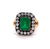 Victorian Revival GIA Brazilian Emerald Diamond Silver Yellow Gold Cluster Ring