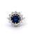 Mid Century French 1.96 Sapphire Diamond Platinum 18k White Gold Cluster Ring