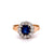 Edwardian Sapphire Diamond 18k Rose Gold Cluster Ring