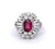 Mid Century French 1.47 Carats Ruby Diamond Platinum Cluster Ring