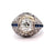 Art Deco GIA 1.72 Carats Old Mine Cut Diamond Sapphire Platinum Filigree Ring