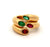 Vintage Cartier Gemstone 18k Yellow Gold Ellipse Deux Tetes Croisees Bypass Ring Set