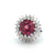 Mid Century 5.08 Carats Pink Tourmaline Diamond 18k White Gold Cocktail Ring