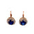Edwardian Synthetic Sapphire Diamond 14k Yellow Gold Cluster Earrings