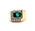 Mid Century Emerald Diamond 18 Karat Rose Gold Platinum Ring