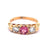Vintage English Pink Tourmaline Diamond 18 Karat Yellow Gold Three Stone Ring
