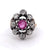 Antique French Pink Sapphire Diamond 18k Yellow Gold Silver Cocktail Ring