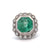Vintage GIA Colombian Emerald Diamond 14k White Gold Cluster Cocktail Ring