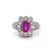 Vintage Pink Sapphire Diamond 18k White Gold Cluster Ring