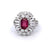 Mid Century French 1.47 Carats Ruby Diamond Platinum Cluster Ring