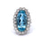 Mid Century French 10.23 Carats Aquamarine Diamond Platinum Cluster Ring