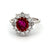 Vintage AIG 1.00 Carats Ruby Diamond 18k White Gold Cluster Ring