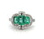 Art Deco Inspired Emerald Diamond Platinum Cocktail Ring