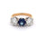Mid Century French LFG Diamonds Sapphire 18k Gold Three Stone Ring