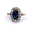 Edwardian Sapphire Diamond 14k White Gold Cluster Ring