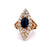 Belle Époque French GIA Cambodian No Heat Sapphire Diamond 18k Gold Navette Ring