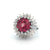 Mid Century 5.08 Carats Pink Tourmaline Diamond 18k White Gold Cocktail Ring