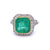 Art Deco Inspired 4.27 Carats Emerald Diamond Platinum Halo Ring
