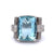 Mid Century Aquamarine Diamond Platinum Cocktail Ring