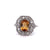 Art Deco Citrine Diamond 14 Karat White Gold Cluster Ring