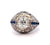 Art Deco GIA 1.72 Carats Old Mine Cut Diamond Sapphire Platinum Filigree Ring