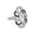 Art Deco Inspired 0.72 Carat Marquise Cut Diamond Sapphire Platinum Ring