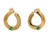 Vintage Italian Emerald Diamond 18 Karat Yellow Gold Hoop Earrings