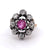 Antique French Pink Sapphire Diamond 18k Yellow Gold Silver Cocktail Ring