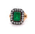 Victorian Revival GIA Brazilian Emerald Diamond Silver Yellow Gold Cluster Ring