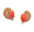 Mid Century Seaman Schepps Coral Diamond 14 Karat Yellow Gold Ear Clip Earrings