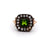 Antique Inspired Peridot Silver 14 Karat Yellow Gold Ring