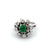 Mid Century French 0.83 Carat Emerald Diamond Platinum Cluster Ring