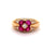 Vintage Ruby Diamond 18k Yellow Gold Flower Ring
