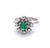Mid Century French 0.64 Carats Emerald Diamond Platinum 18k White Gold Cluster Ring